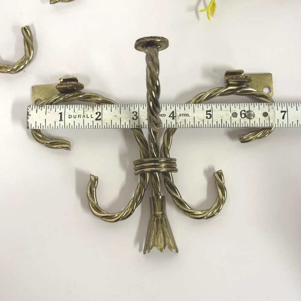 Vintage brass tone twisted rope‎ Wall mount shelf BRACKETS ONLY set of 2